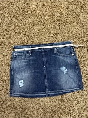 True Religion Distressed Dark Blue Denim Mini Skirt